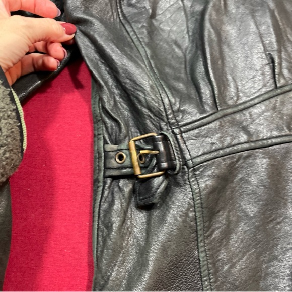 90s BLACK MOTO Leather ZIP JACKET collared Jacqueline Ferrar SOFT lamb skin coat - Picture 12 of 16